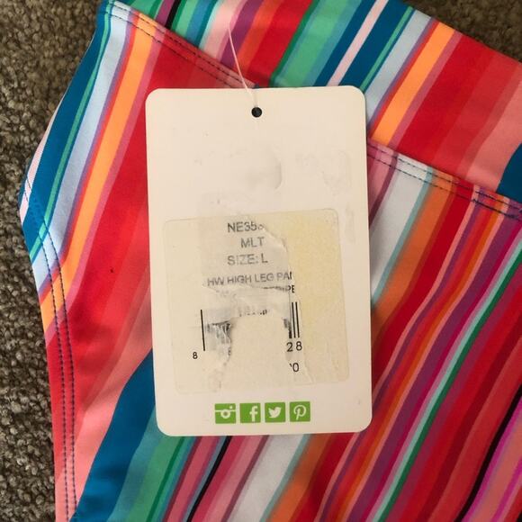 Next NWT Women’s Tavarua High Waist High Leg Bold Colorful Stripe Swim Bottom LG - Picture 4 of 7